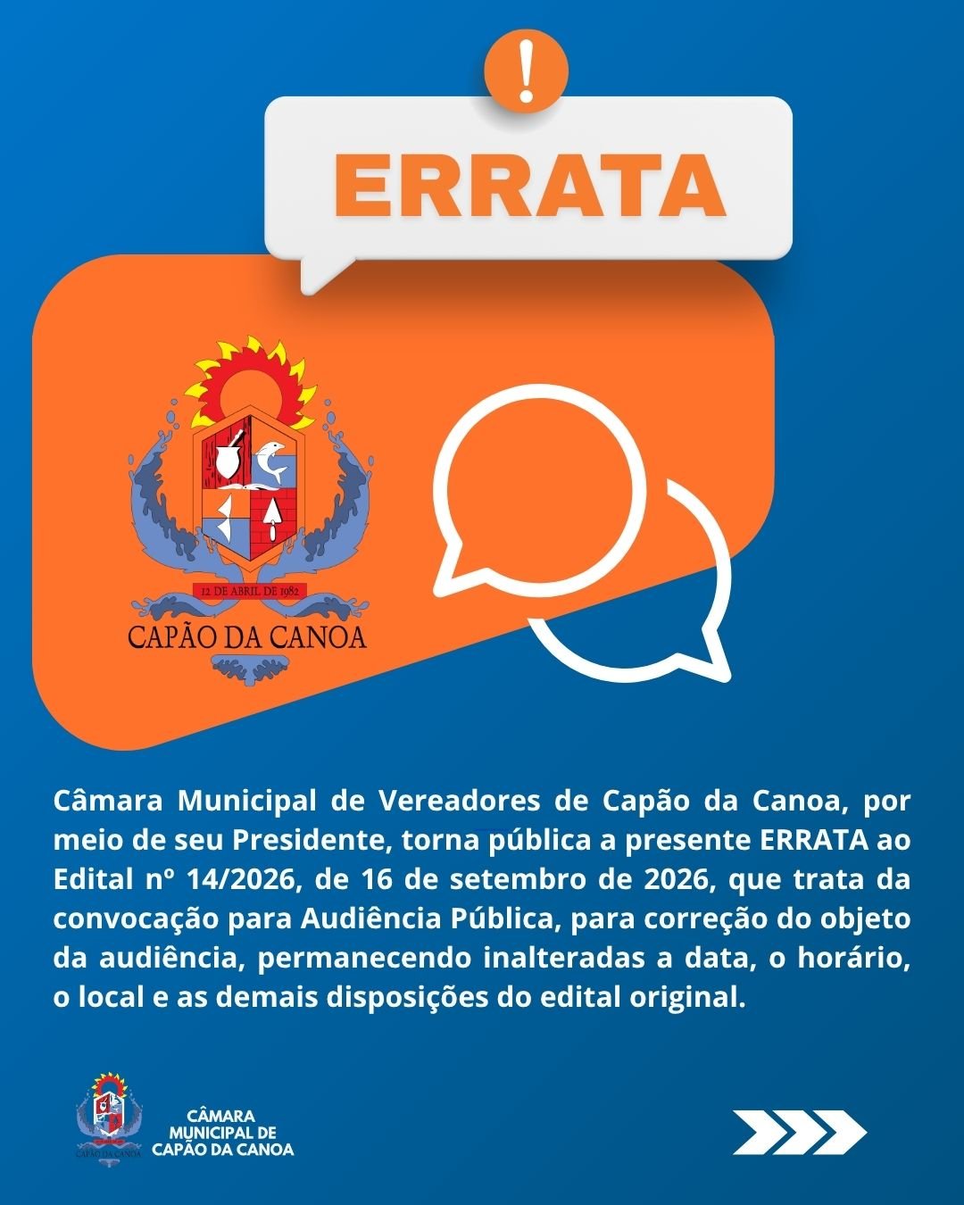 EDITAL Nº 15/2026  ERRATA AO EDITAL Nº 14/2026