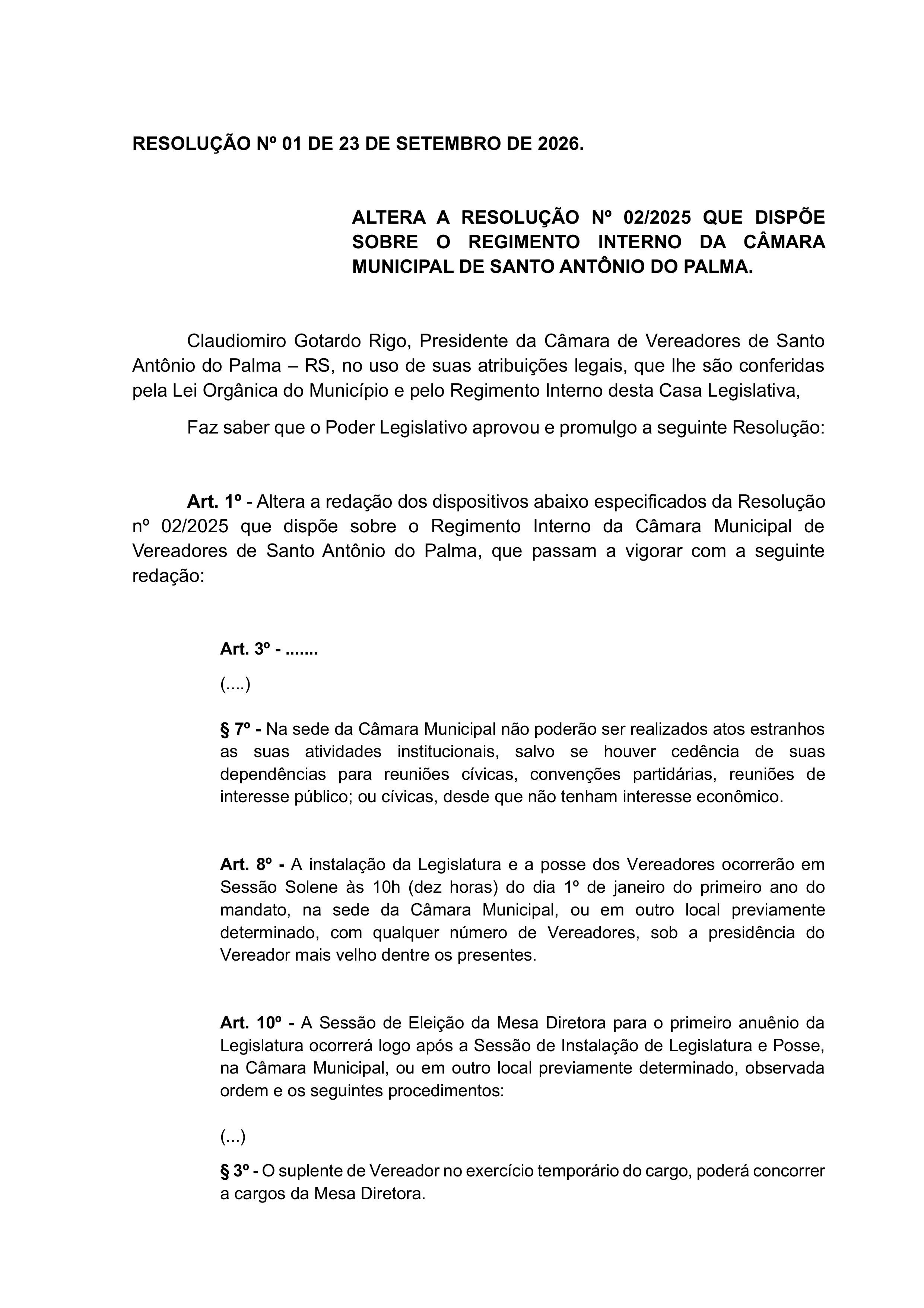 RESOLUÇÃO Nº01 2026