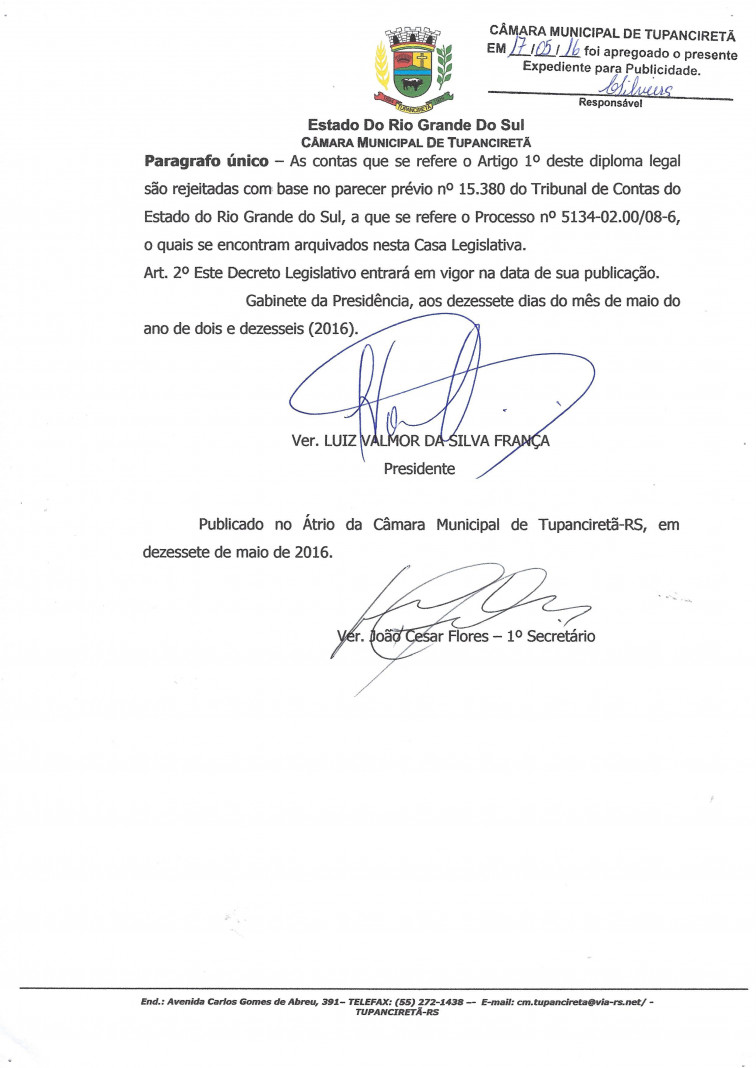 Julgamento de Contas ano 2008.