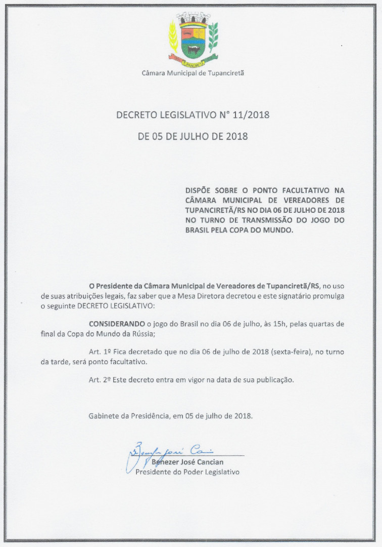 Decreto Legislativo nº 011/2018