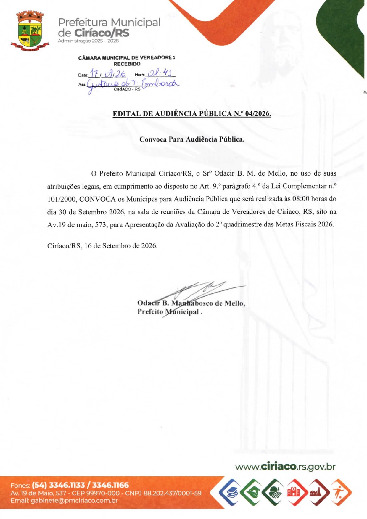 Edital de Convocação de Audiência Pública n.º 04/2026.