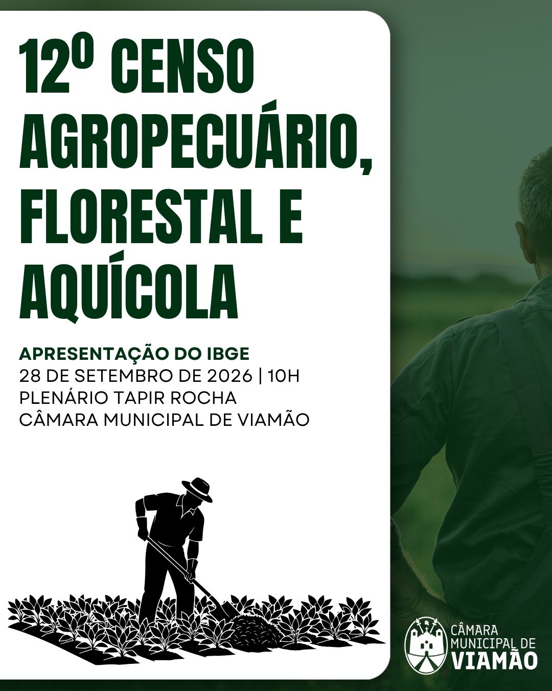 IBGE fará apresentação sobre o 12º Censo Agropecuário, Florestal e Aquícola na Câmara de Viamão