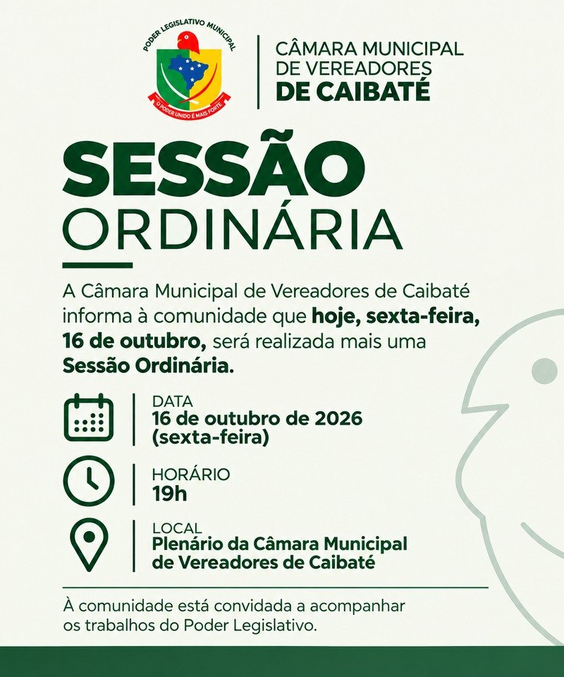 SESSÃO ORDINÁRIA – 16 DE OUTUBRO