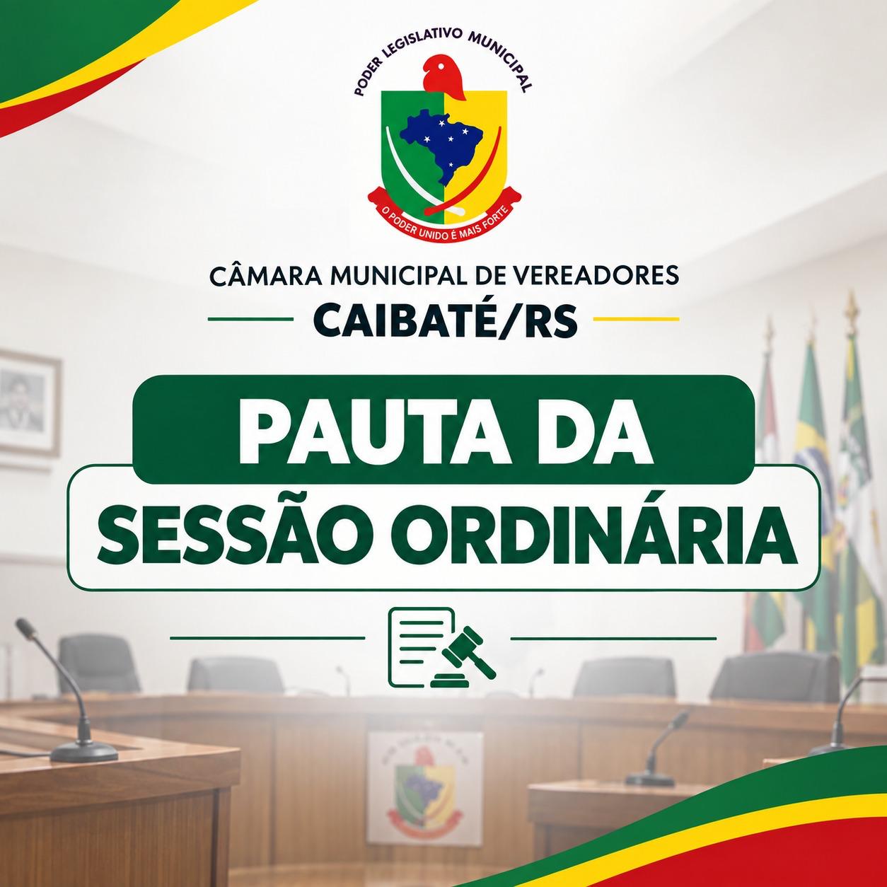 PAUTA DA SESSÃO ORDINÁRIA – 16 DE OUTUBRO DE 2026