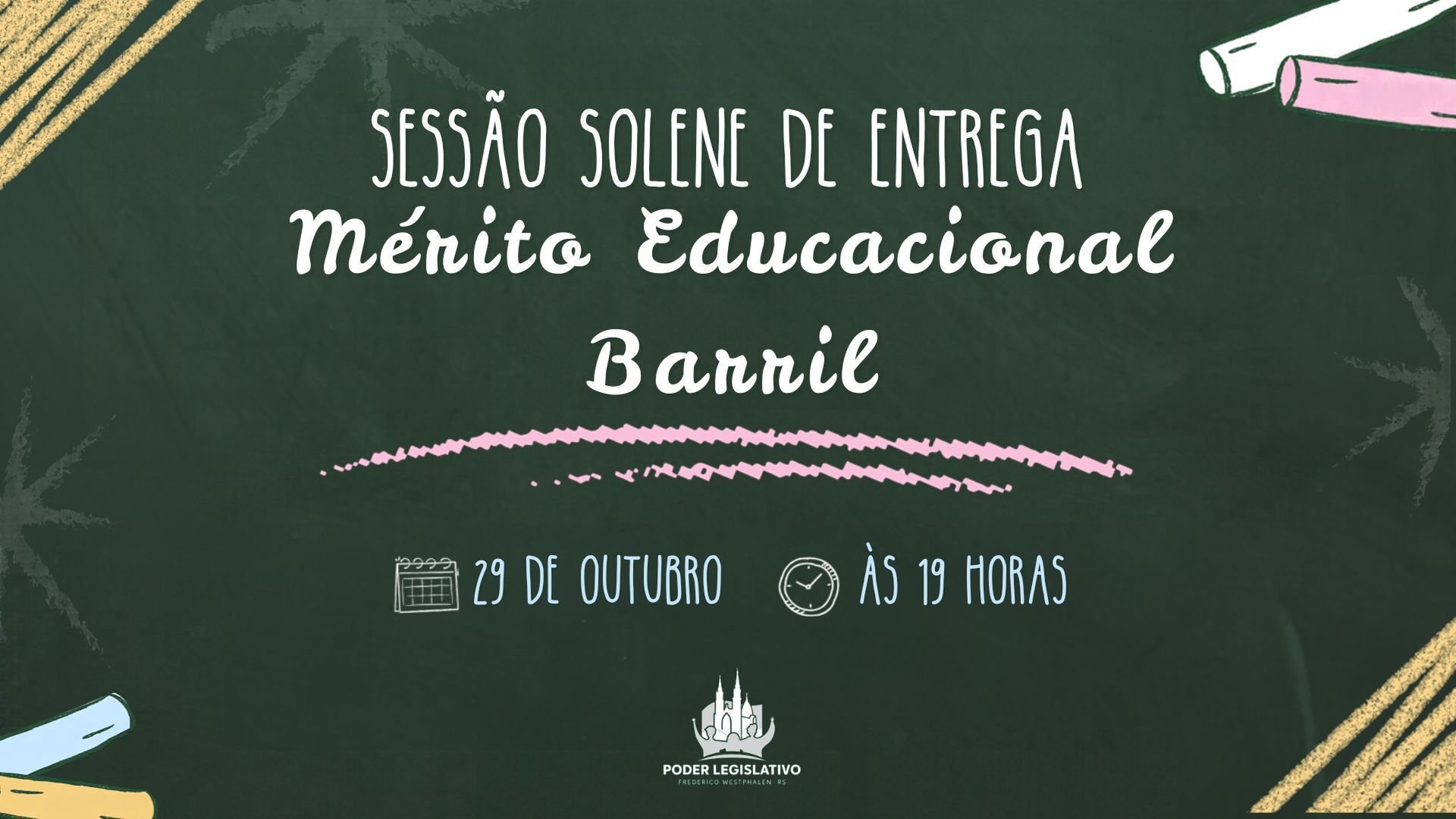 Legislativo de FW promove 5ª edição do Mérito Educacional Barril na próxima quinta-feira, 29