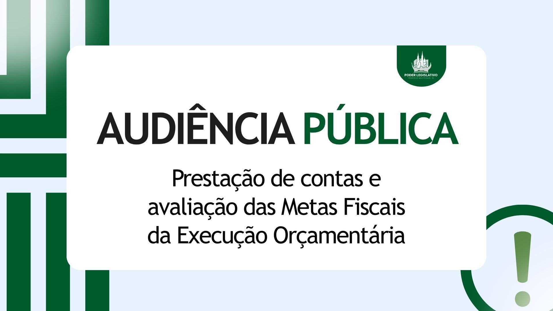 Câmara realizará audiência pública para avaliação das Metas Fiscais do 2º quadrimestre de 2026