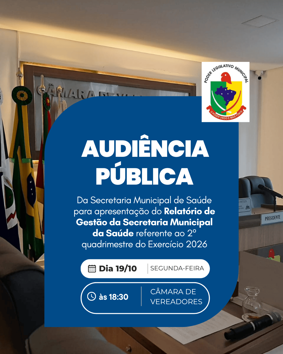 Câmara de Vereadores de Condor convida população para Audiência Pública da Saúde nesta segunda-feira